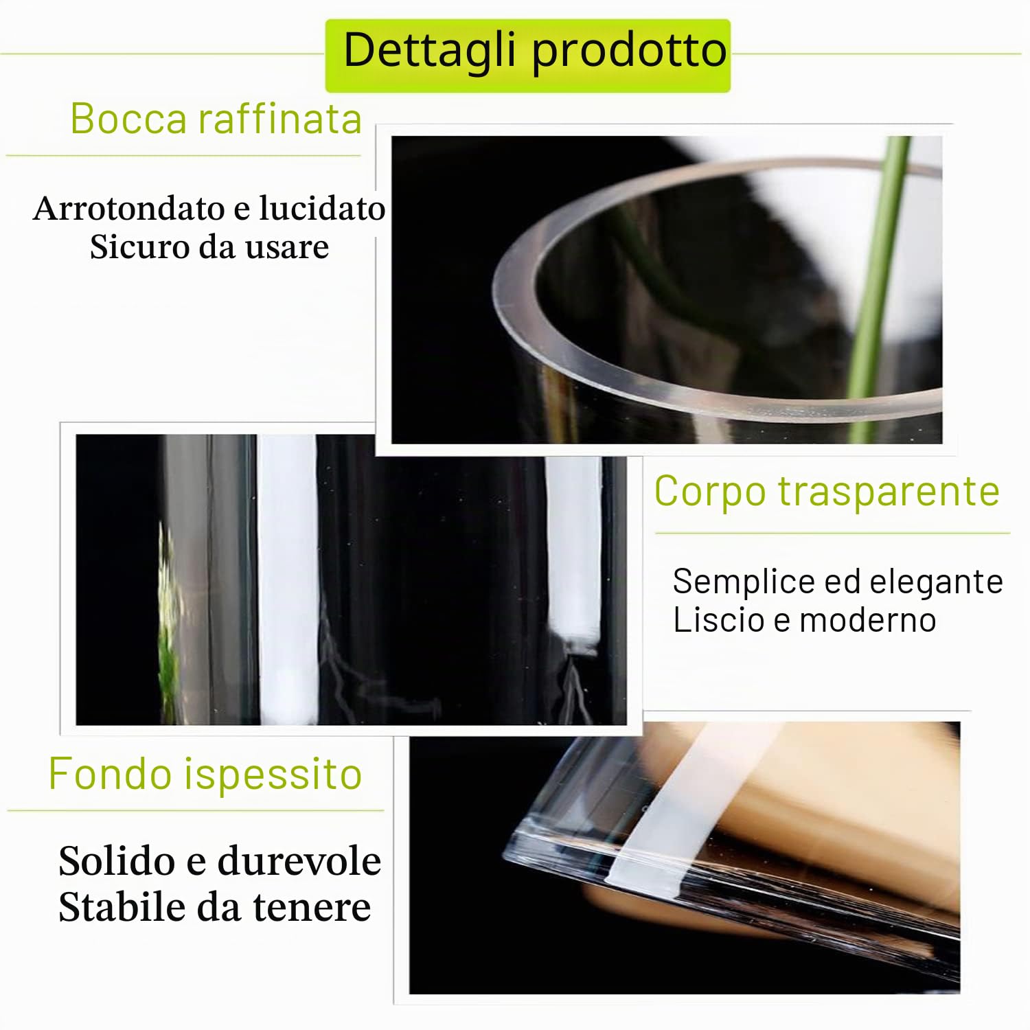 TSKDKIT Grande vaso di vetro per fiori 30 cm vaso di vetro trasparente rotondo per soggiorno moderno grande vaso (30 x 10 cm)