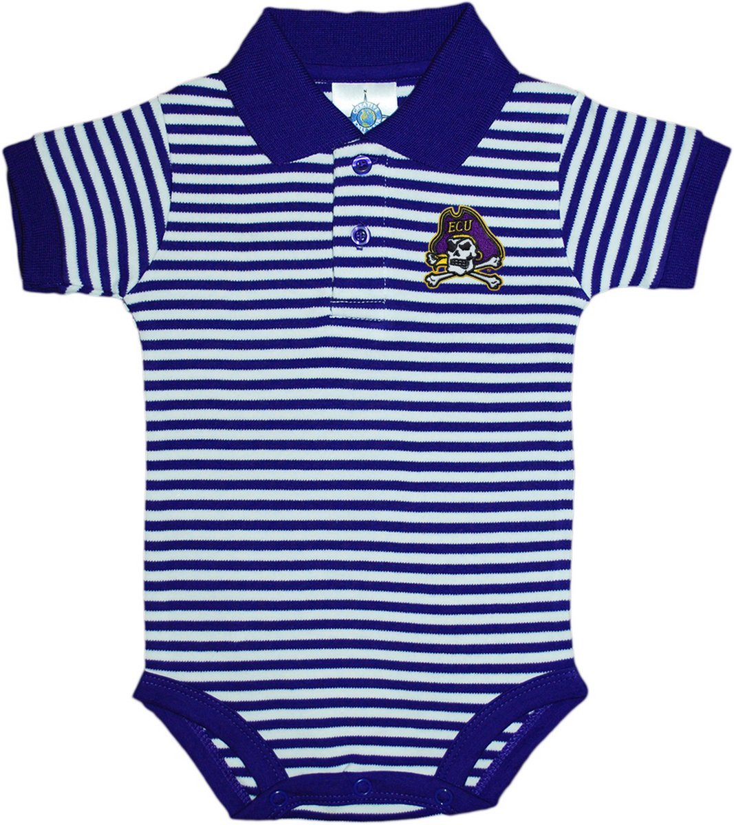 Creative KnitwearCollege Baby Striped Polo Bodysuit - Team Logo, Multiple Colors, for Boys & Girls (0-12 Months)