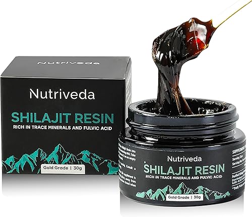 Resina Shilajit prémium de 600 mg – Shilajit del Himalaya de grado dorado – rica en minerales traza y ácido fúlvico para energía y apoyo