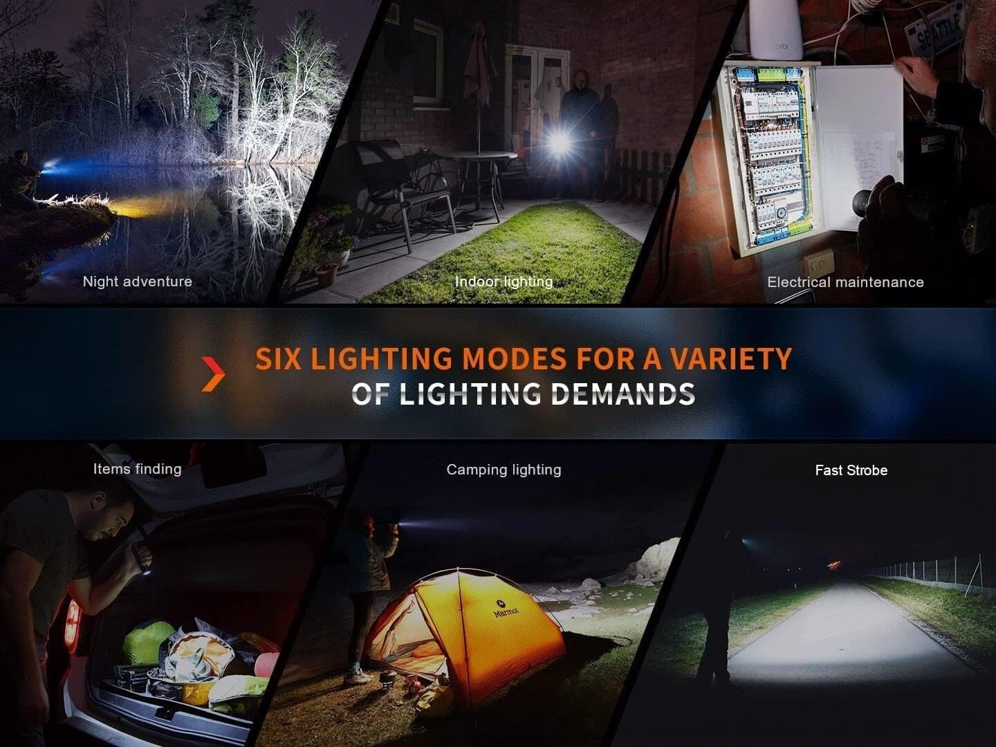 Lumintrail Fenix E35R EDC Flashlight, 3100 Lumens USB Rechargeable LED Flashlight with 5100 mAh Battery, 6 Lighting Modes, with a Wall Plug