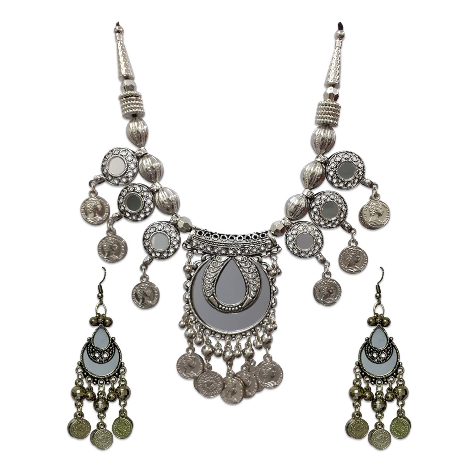 See full amazon price history chart for Young & Forever Gift White Boho Gypsy Antique Silver Afghani Oxidised Mirror Princess Length Dangler Earring and Tribal Necklace Set for Women Young & Forever Gift White Boho Gypsy Antique Silver Afghani Oxidised Mirror Princess Length Dangler Earring and Tribal Necklace Set for Women (B07XKCFMW9) Amazon Price History, Amazon Price Tracker