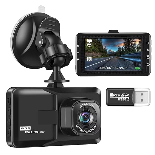 Dash Camera for Cars, Dashcam 1080P FHD Dash Cam Front 3 inch Screen Dashboard Camera with 120° Wide Angle, Super Night Vision, WDR, Loop Recording, Parking Monitor, G-Sensor, Motion Detection