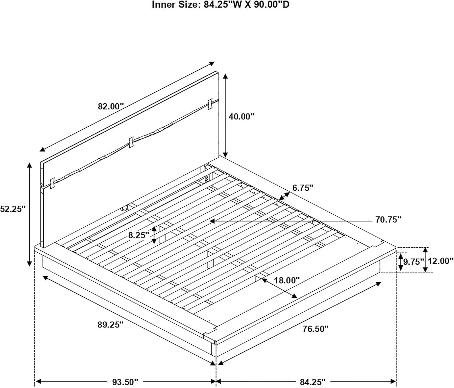 Coaster Home Furnishings – Winslow – Wood – California King Platform Bed with Jagged Seam, Bow Tie Inlays, and Separated Headboard – Bedroom – Smokey Walnut and Coffee Bean - 223250KW