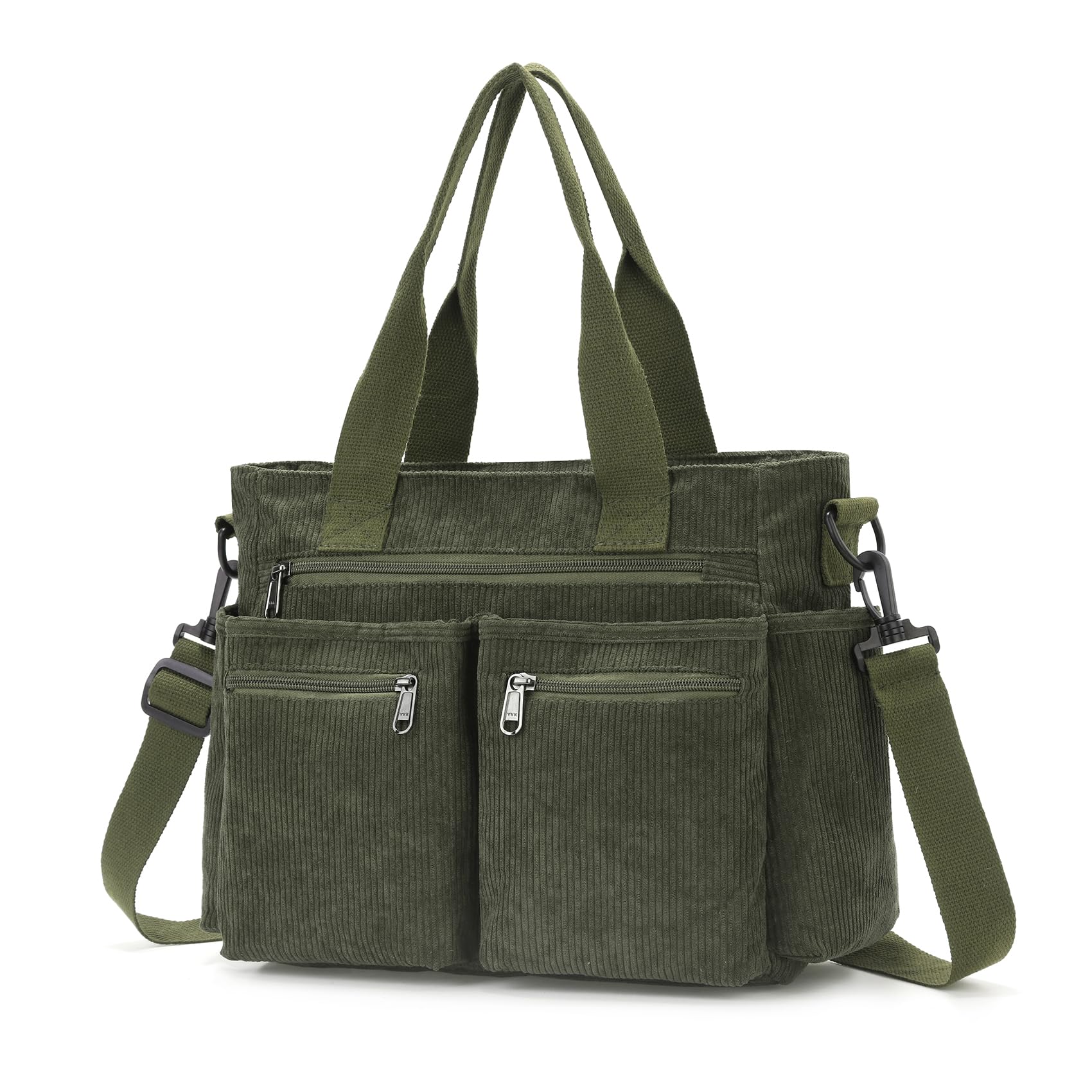 Corduroy Tote Bag for Women Top Handle Purse Travel Crossbody Bag Purse Women Shoulder Bags Work Handbags Everyday Hobo Bag, Green