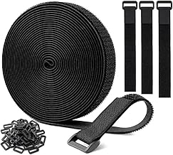 Bookwarm: Velcro Tape, Band, Magic Cable Ties, Fastening Band, Velcro, Super Strong Heat Resistant, 2.4 ft (6 m) x 2.5 cm (30 Buckles Included) Free Cut, Repeated Luggage, Storage, Storage (Black)