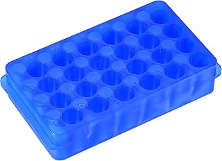 MECCANIXITY 24-Well Double Panel Polypropylene Centrifuge Tube Rack Holder 11mm/7.5mm Hole Dia Blue for Lab Tube 0.5/1.5/2ml 2Pcs