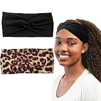 Vista 7 de Hjiaruiky 2 diademas de turbante para mujer, bohemias, elásticas, a la moda, de tela anudada, bonita, gruesa, para mujeres y niñas, color blanco