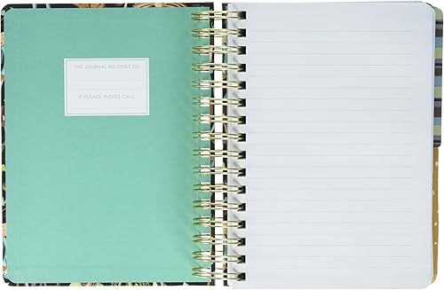 Miniatura 2 de C.R. Gibson Diario de doble alambre con detalles de lámina dorada, forraje, 480 páginas, forrado, cuadrícula e interior en blanco, cierre de banda