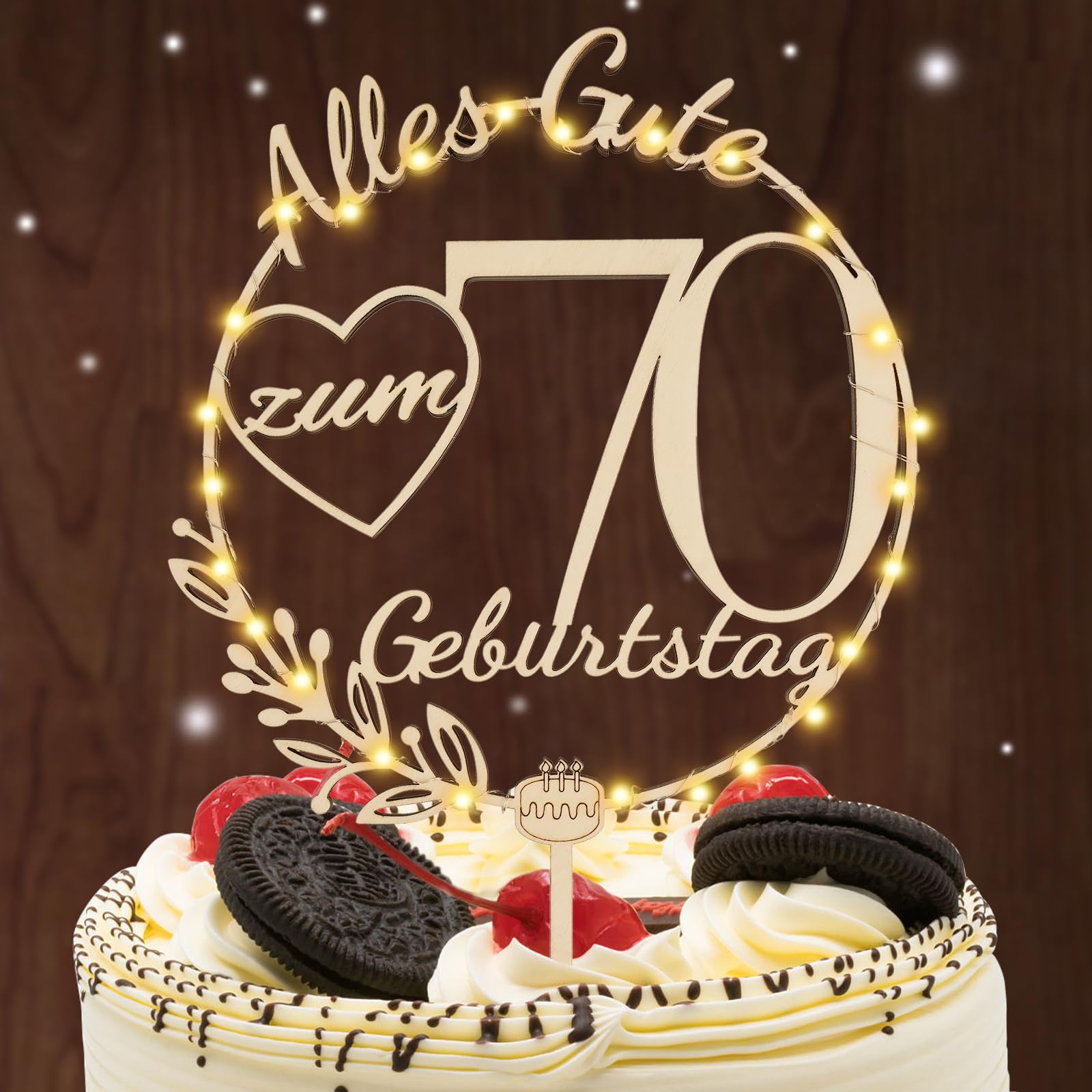 I LOVE MOM Cake Topper 70 Geburtstag Holz,70 Tortendeko Geburtstag Kuchen Deko für Mädchen Junge Frauen Mann
