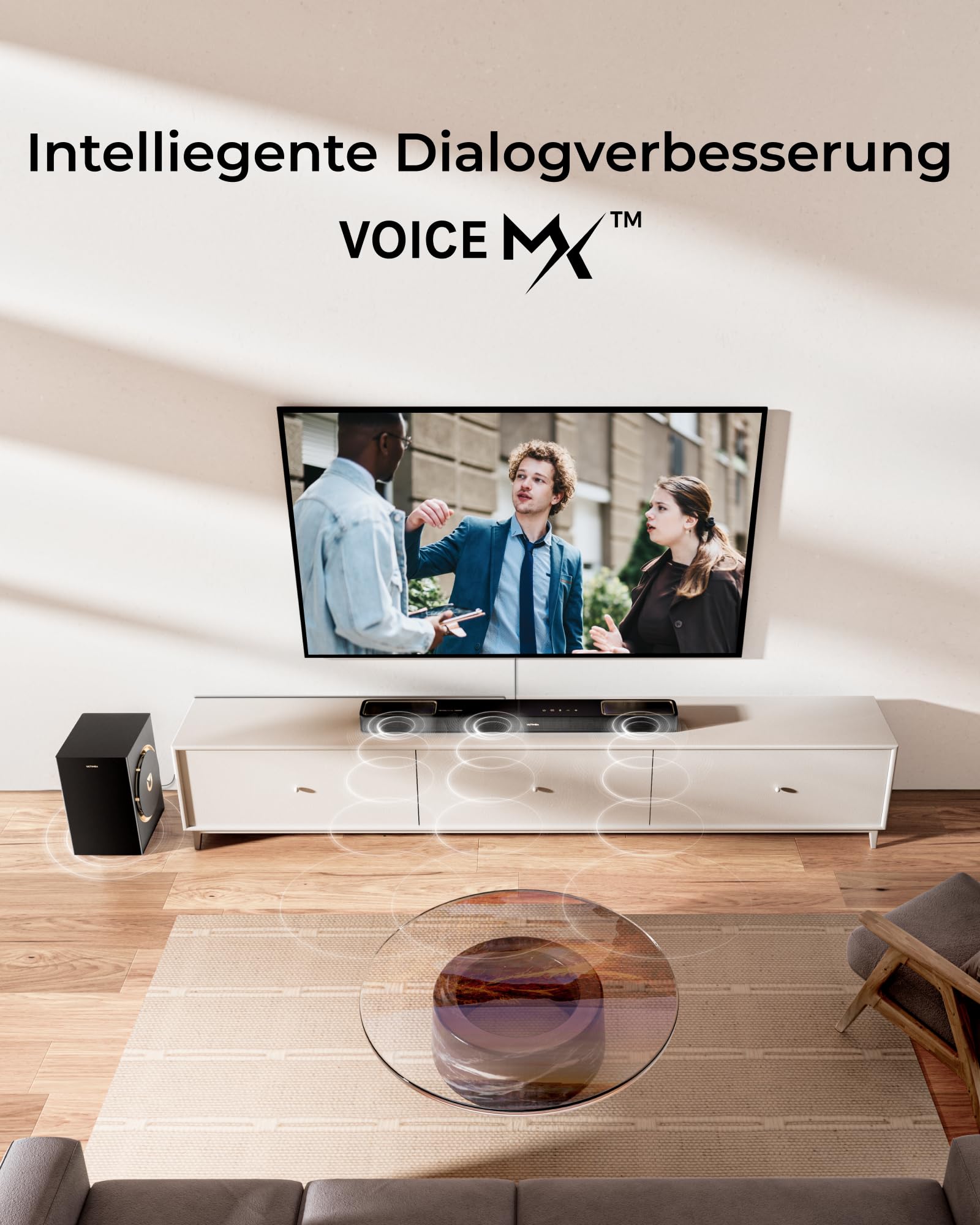 ULTIMEA Skywave F30 Boom 3.1.2 Soundbar für TV Geräte mit Dolby Atmos | 6,5" Subwoofer, Up-Firing Lautsprecher für Echten 3D-Klang, 360W Spitzenleistung, App, VoiceMX, BassMX, Bluetooth® 5.4, HDMI