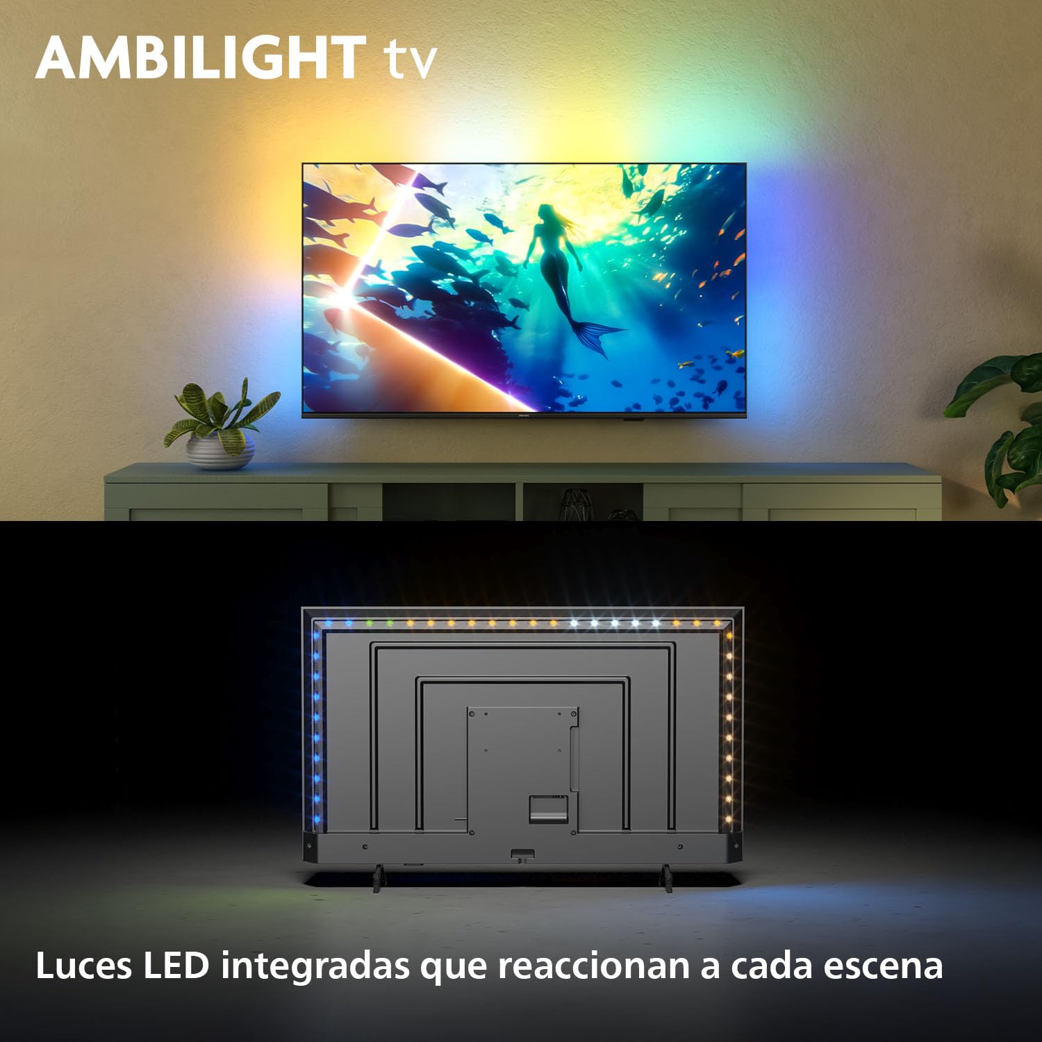 Philips Ambilight 50PUS8010 4K LED Smart TV - Pantalla de 50 Pulgadas con Plataforma Titan OS, Pixel Precise Ultra HD y Sonido Dolby Atmos - Funciona con Alexa y con el Asistente de Voz de Google