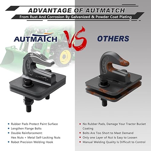 Miniatura 5 de AUTMATCH Gancho de agarre para cubo de tractor de 38 pulgadas (paquete de 2)  Perno de acero forjado de grado 70 en gancho de agarre con placa