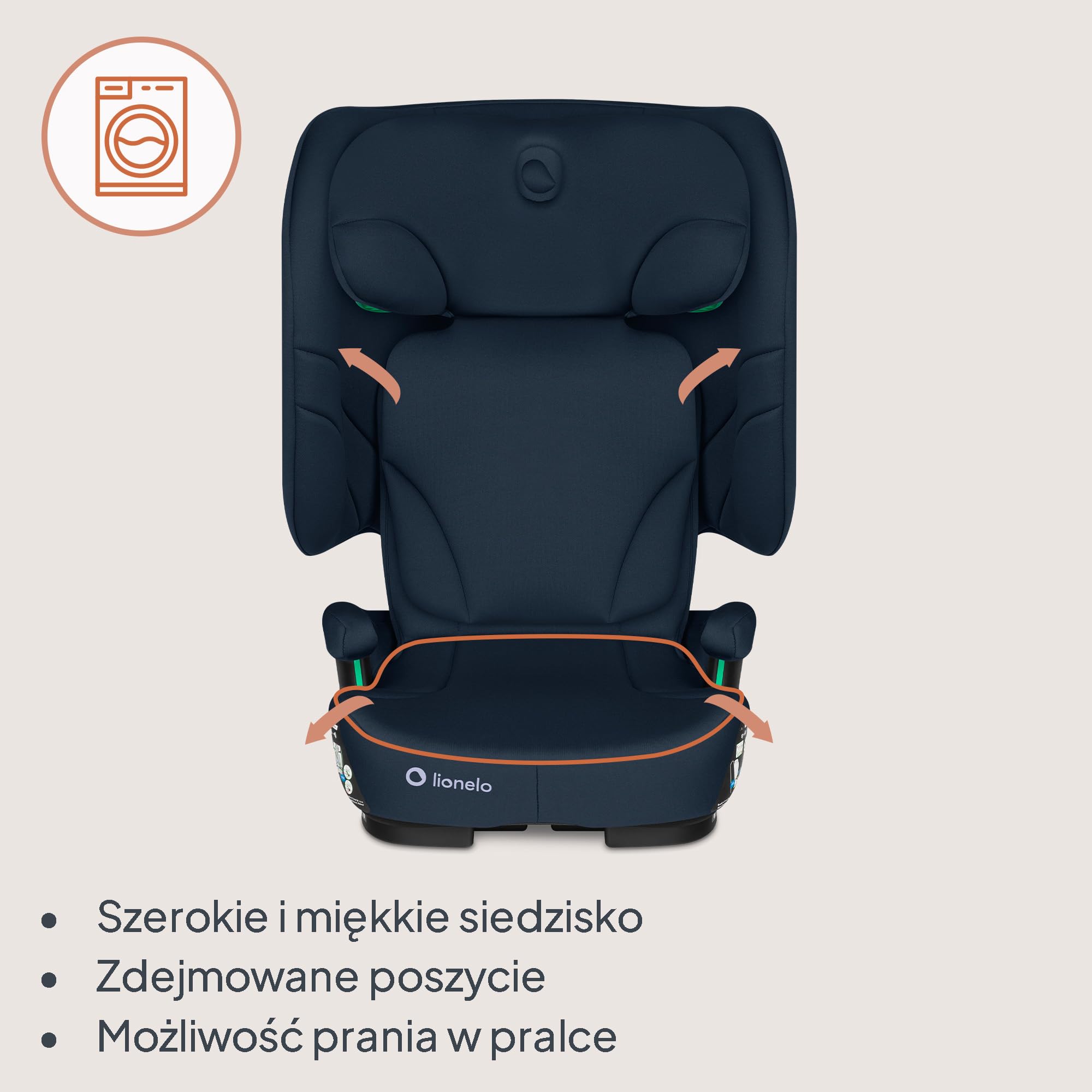 LIONELO Bezpieczny Składany Fotelik Samochodowy I-Size R129 Z ISOFIX Podróżny z Torbą Transportową z Uchwyt Na Kubek 14-Stopniowa Regulacja Zagłówka Regulowane Oparcie Dla Dzieci 100–150 Cm 3–12 lat