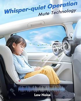 Uutvmp Car Fan For Backseat, Dual Head Hose Car Seat Fan With Led Lights, Portable USB Fan For