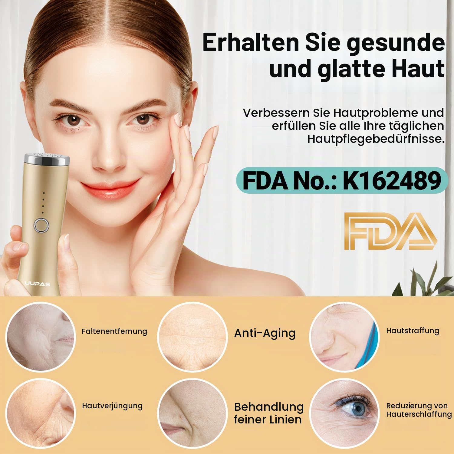 LED Lichttherapie Gesichtsmassagegerät Gegen Falten - FDA Zertifizieret