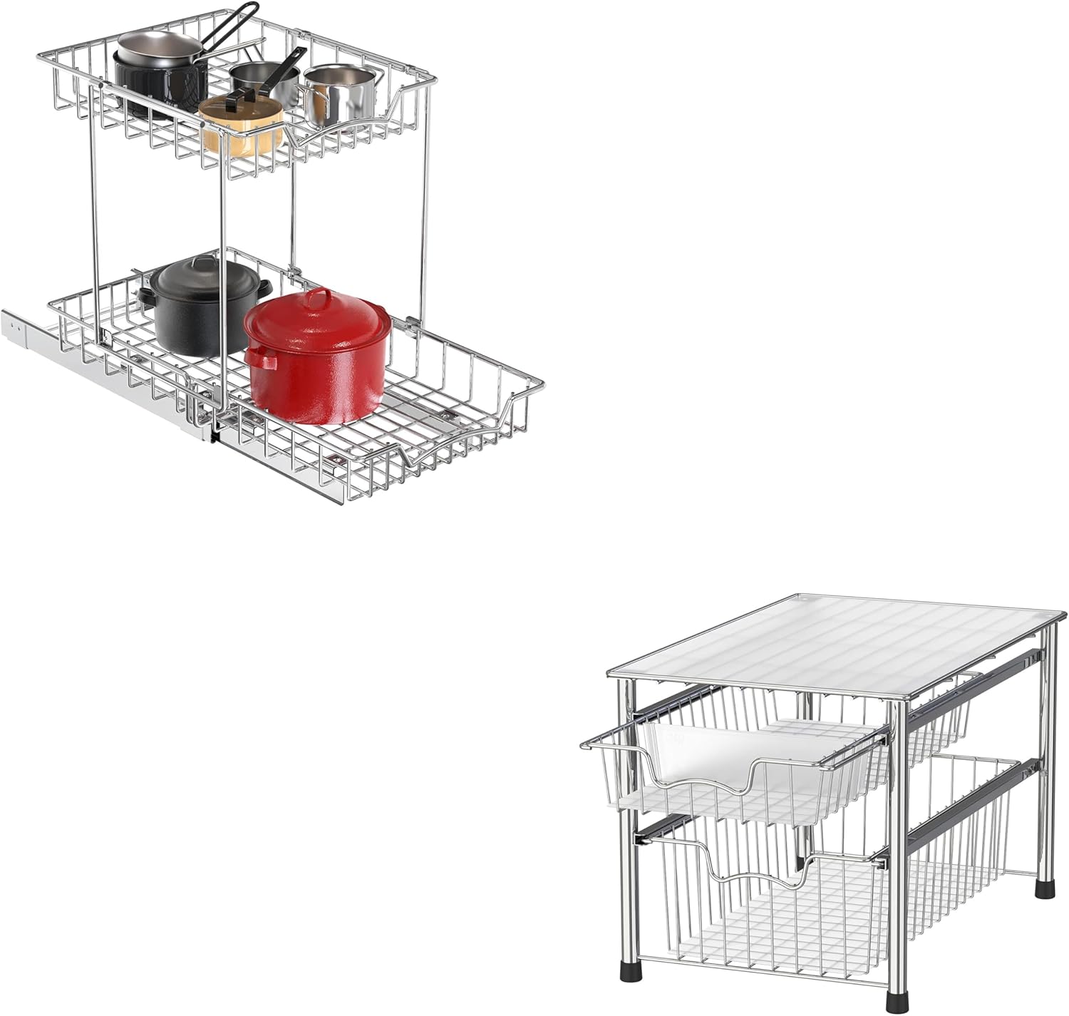 Simple Houseware Pull-Out Cabinet Sliding Basket Bundles