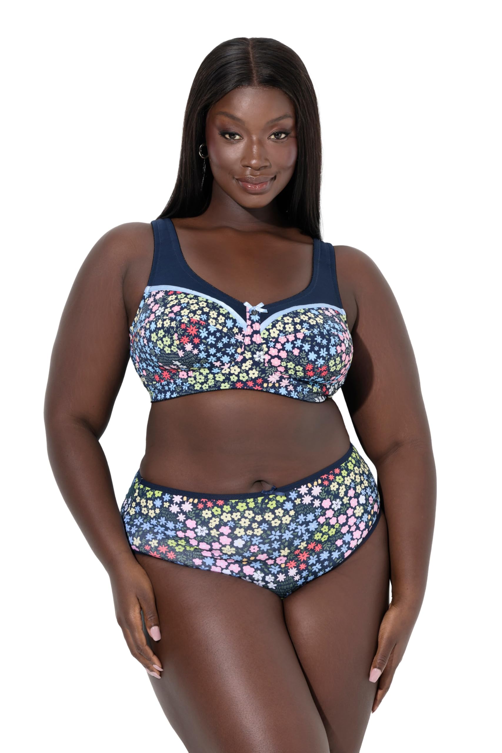 Ulla Popken Damen große Größen Übergrößen Plus Size Entlastungs-BH, Blüten, ohne Bügel 845539