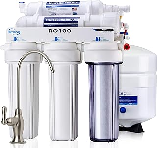 iSpring RO100 Under Sink 5-Stage Reverse Osmosis Drinking Water Filtration System High Capacity 100 GPD Fast Flow, 1:1 Pure to Waste Ratio, US Made Filters