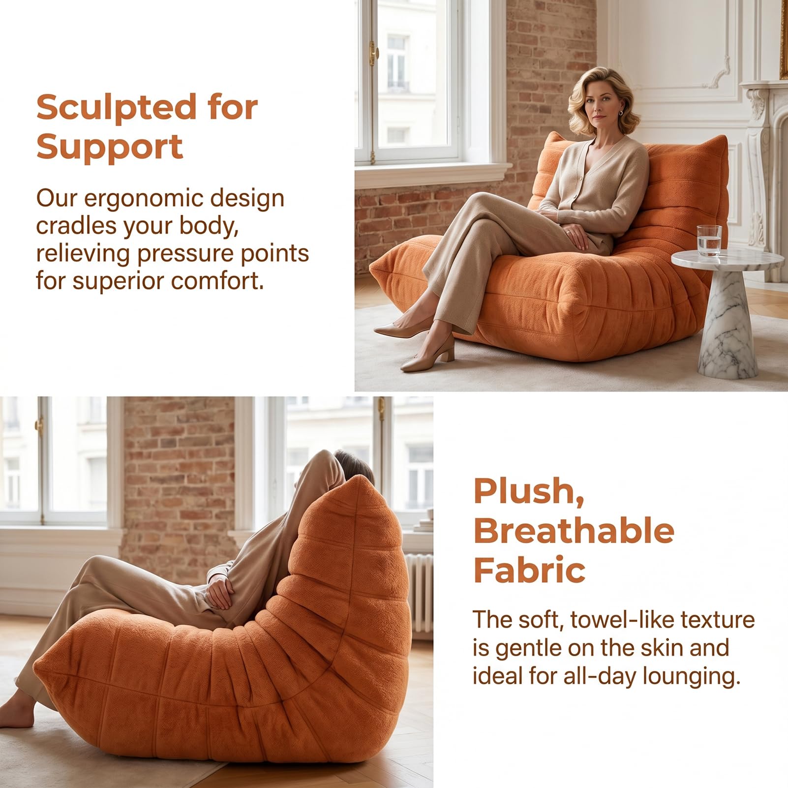 Fauteuil Togo, Fauteuil Poire d'angle, Canapé d'angle Confortable, Lounge Ergonomique en Mousse, pour Salon, Chambre, dortoir, Salon, Bureau