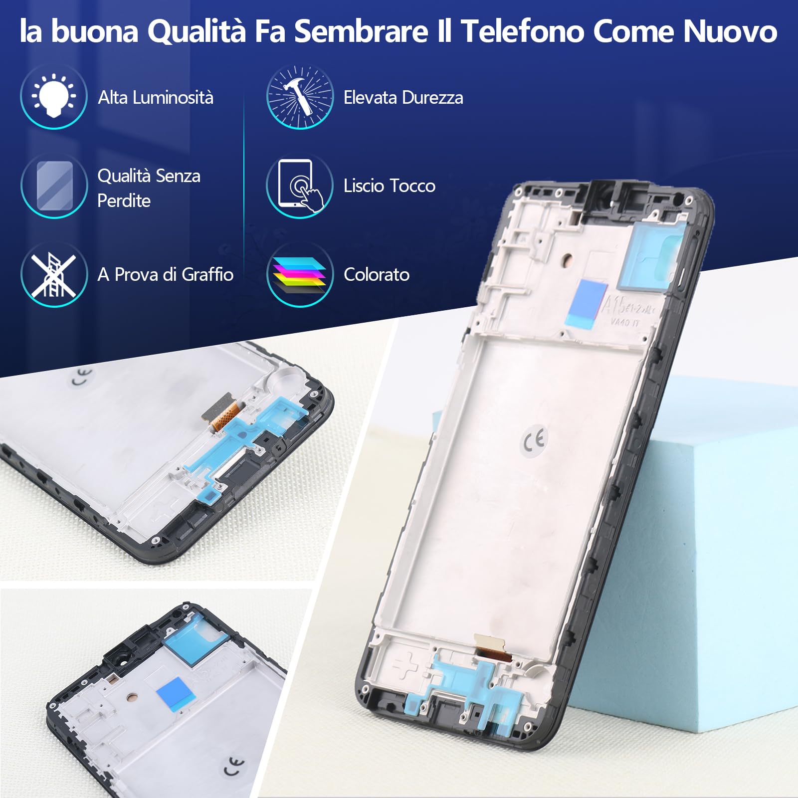 RongZy LCD Schermo per Samsung Galaxy A15 4G di Ricambio Display Touch Screen Digitizer Parti di Riparazione per Samsung Galaxy A15 5G LCD Display con Strumenti(Nero con Cornice, 6.5")