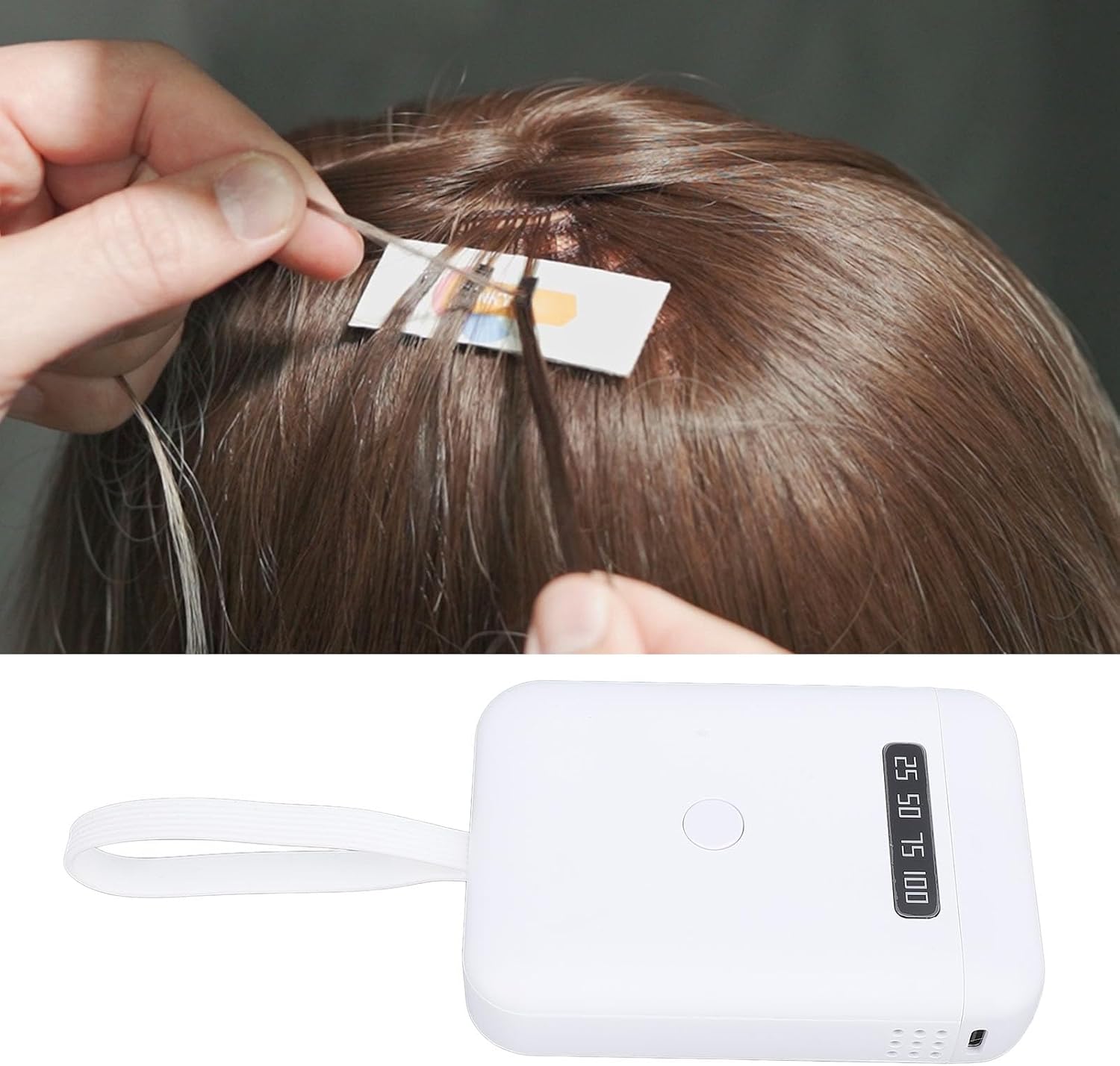 Hair Extension Light, 405nm LED Light Hair Extension Machine, 18W Glue Curing Lamp, Rechargeable Hair Extensions Tool, for Home Salon Fast Curing Wig (White)