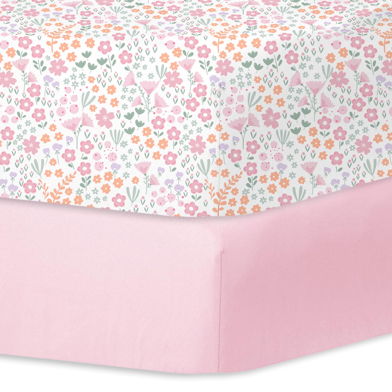 Little Grape Land Cot Sheets for Girls 2 Pack Cot Fitted Sheets Size 60 * 120 * 15cm for Crib and Toddler Mattresses Soft Breathable Microfibre