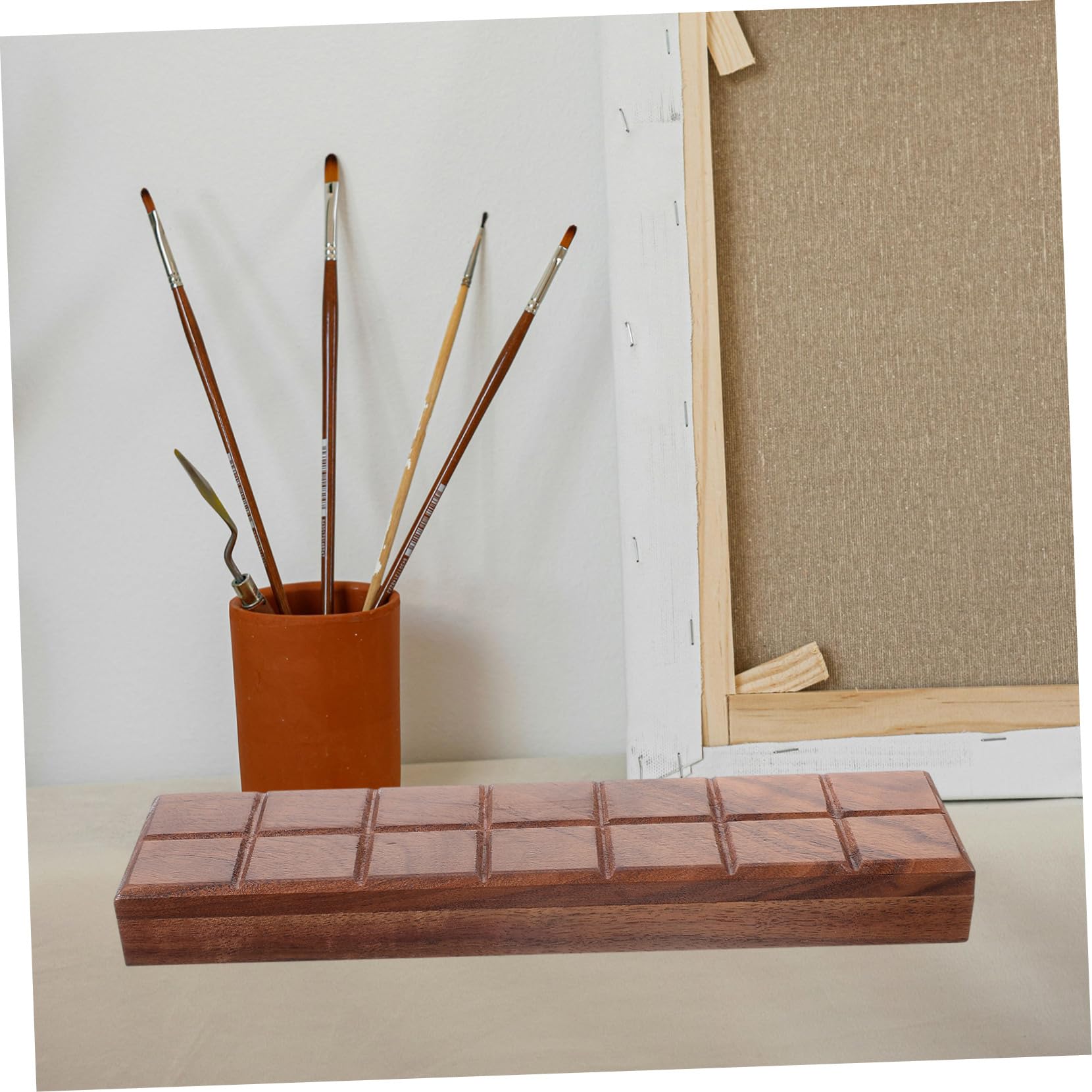 Operitacx Boîte De 4 Pièces Palette De Peinture Peindre Une Palette De Bois Conteneur De Pigments Vide Métallique Assiette Mixte De Couleurs en Étain avec Plastique