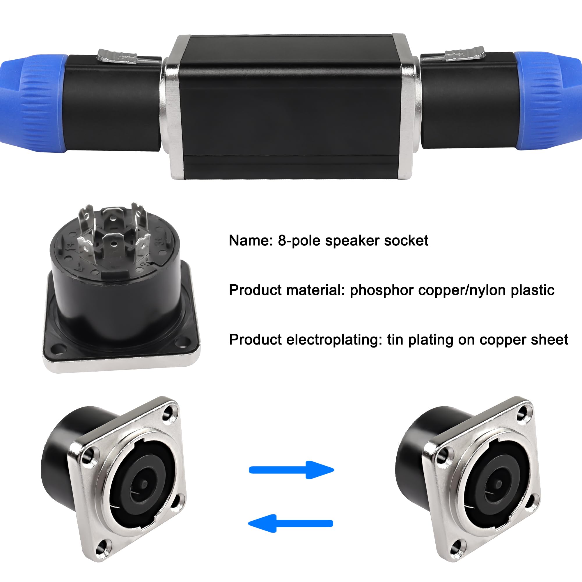 Create Idea NL8MPR - 2 Connettori A Pannello Speakon A 8 Poli, Placcati Argento Per NL8FC/NL8FX