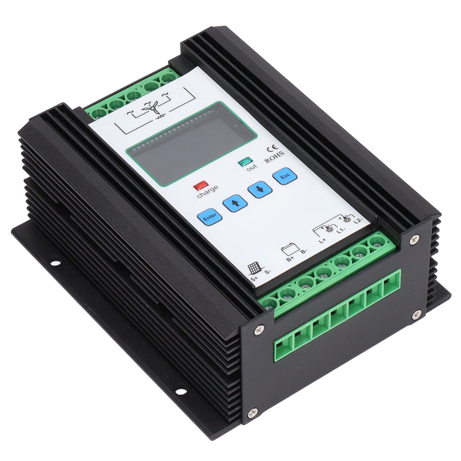 Regulador Híbrido Solar Eólico, 12V 24V 600W Controlador Híbrido Solar Eólico Pantalla LCD PWM Controlador de Carga Inteligente, Generadores Y Energía Portátil