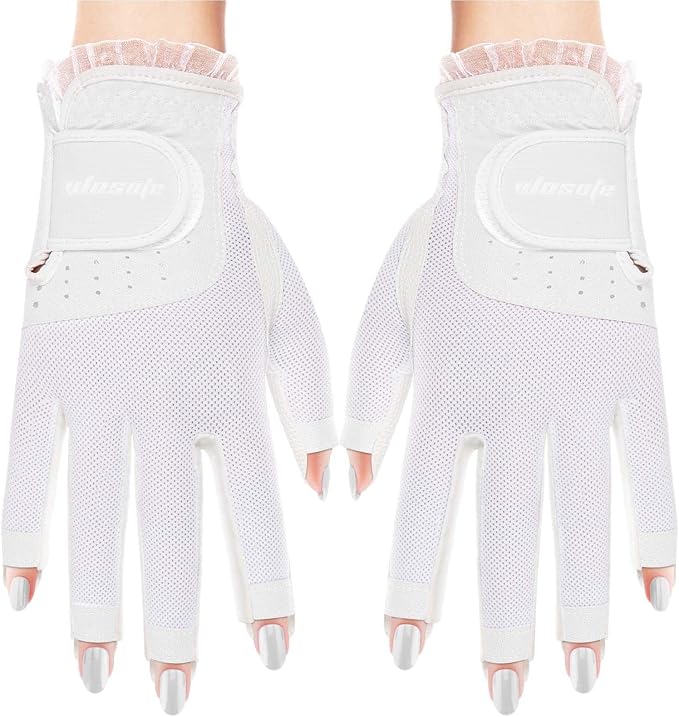 Ladies Golf Gloves 1 Pair Women Golf Gloves Fingerless Soft Womens