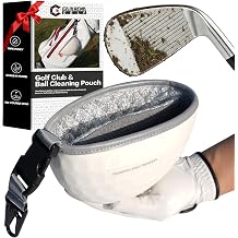 GAIARENA Golf Cleaning Bag Pouch Golf Ball Washer Club Cleaner with Scrub and Wipe Cloth Gifts Ideas for Golfers On-Course Golf Accessories