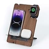 J JACKCUBE DESIGN Wood Charging Docking Station, Phone Watch Charge Dock Stand Multi Device Nightstand Organizer Holder for Smartphone Cellphone Accessories Bedside Caddy -MK243B