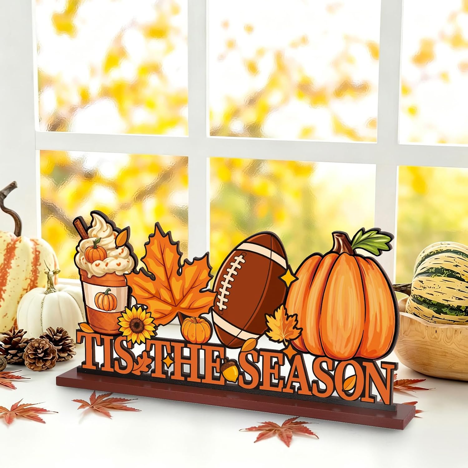 Fall Decorations for Home Wooden Fall Decor Table Sign Tabletop Tiered Tray Decor Centerpieces for Tables Indoor Home Office Autumn Farmhouse Rustic Vintage Thanksgiving Harvest Party Desk Shelf