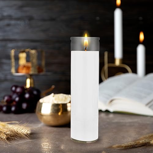 Miniatura 4 de Mega Candles 6 velas blancas sin perfume 7 días de oración devocional velas de cera prémium de 2 x 8 pulgadas ideales para santuario vigilias