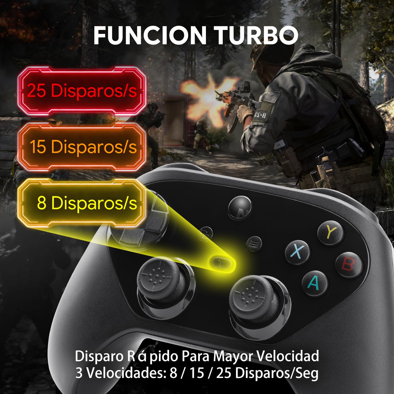 NITHO KARMA Mando Inalámbrico Compatible con Switch, Switch 2, PC, Android e iOS, Controlador con Gatillos Hall Effect, Funcion Macro, Giroscopio de 6 Ejes, Turbo y Doble Vibración - Negro