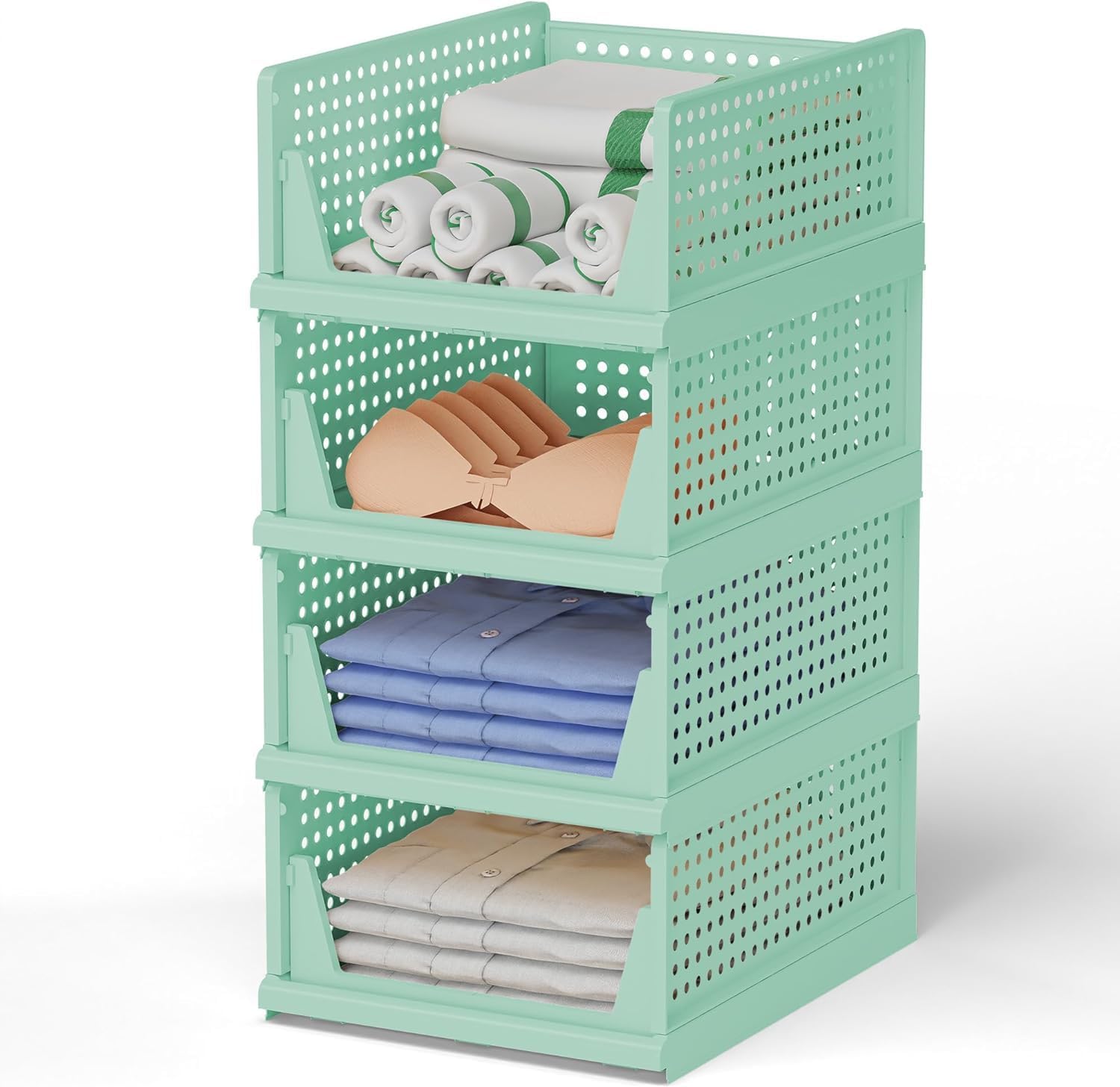 See full amazon price history chart for JEYANG Stackable Wardrobe Organizer for Clothes - Multipurpose Foldable Plastic Closet Storage Cupboard for Home Kitchen, Bedroom (Pack of 5, Green) JEYANG Stackable Wardrobe Organizer for Clothes - Multipurpose Foldable Plastic Closet Storage Cupboard for Home Kitchen, Bedroom (Pack of 5, Green) (B0CS6756KQ) Amazon Price History, Amazon Price Tracker