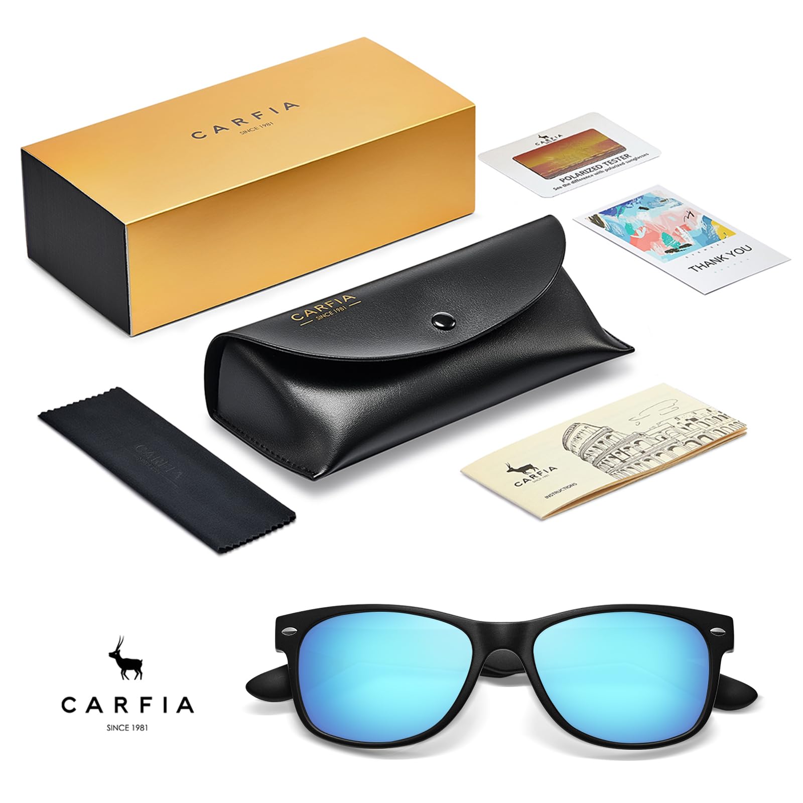 Carfia Occhiali da Sole Polarizzati da Uomo, Protezione UV, Montatura Leggera in TR90, Occhiali da Sole Sportivi Unisex per la Corsa all Aperto CA2100