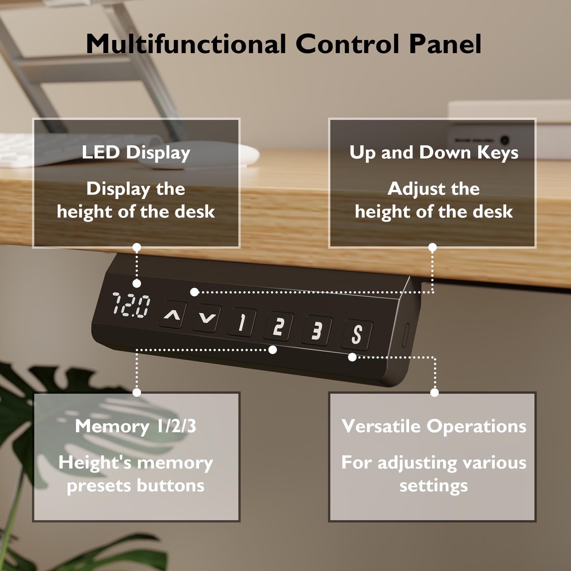 BONTEC Electric Standing Desk Frame Height Adjustable Sit Stand Desk Base Ergonomic Dual Motor — view 5