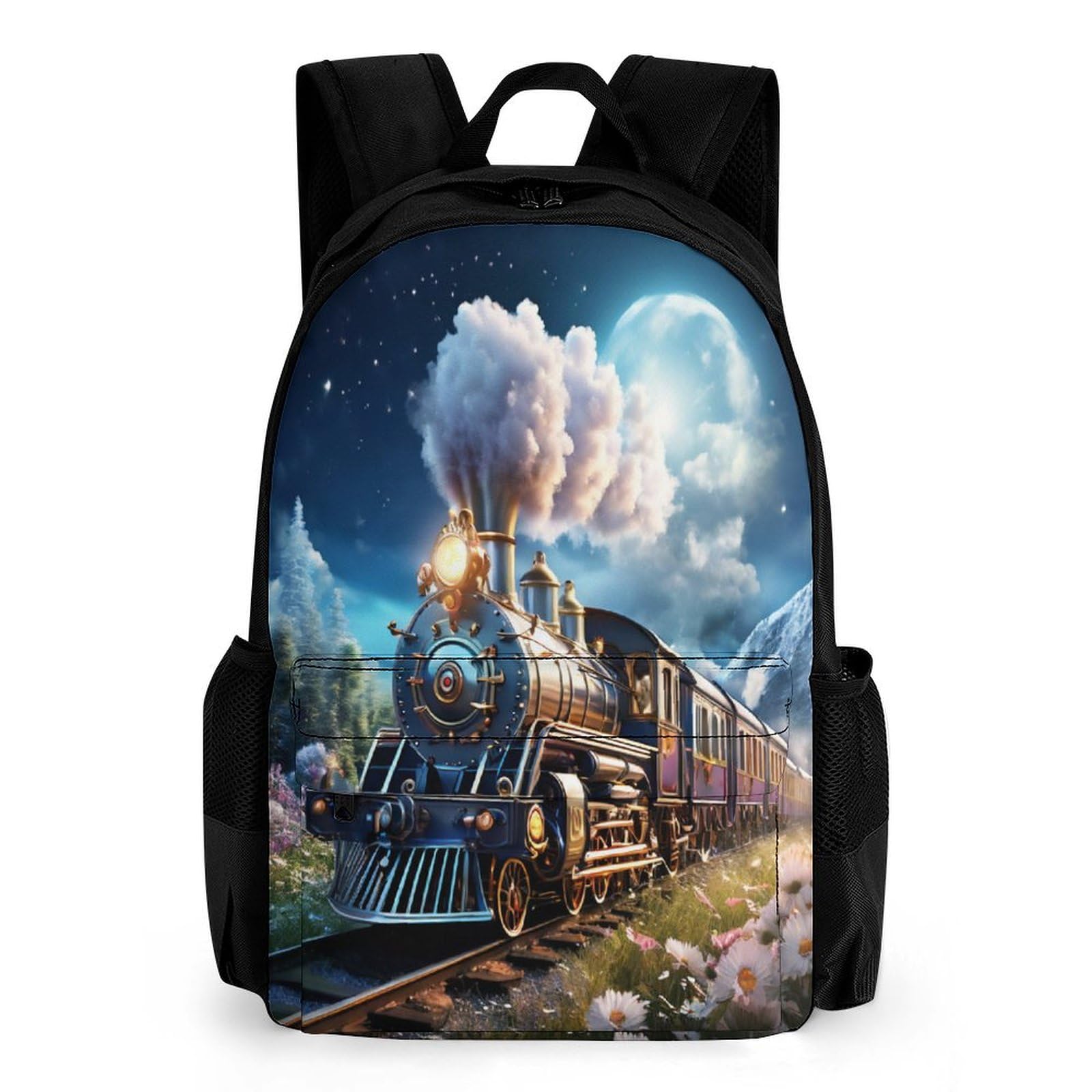 Tnfhsoft Unisex Kids Steam Train-2 Steam Train Bookbags 3D Printed Retro Style School Backpacks Boys Girls Personalized Rucksack School Bag Primary Student Kids Bookbag 42X30.5cm