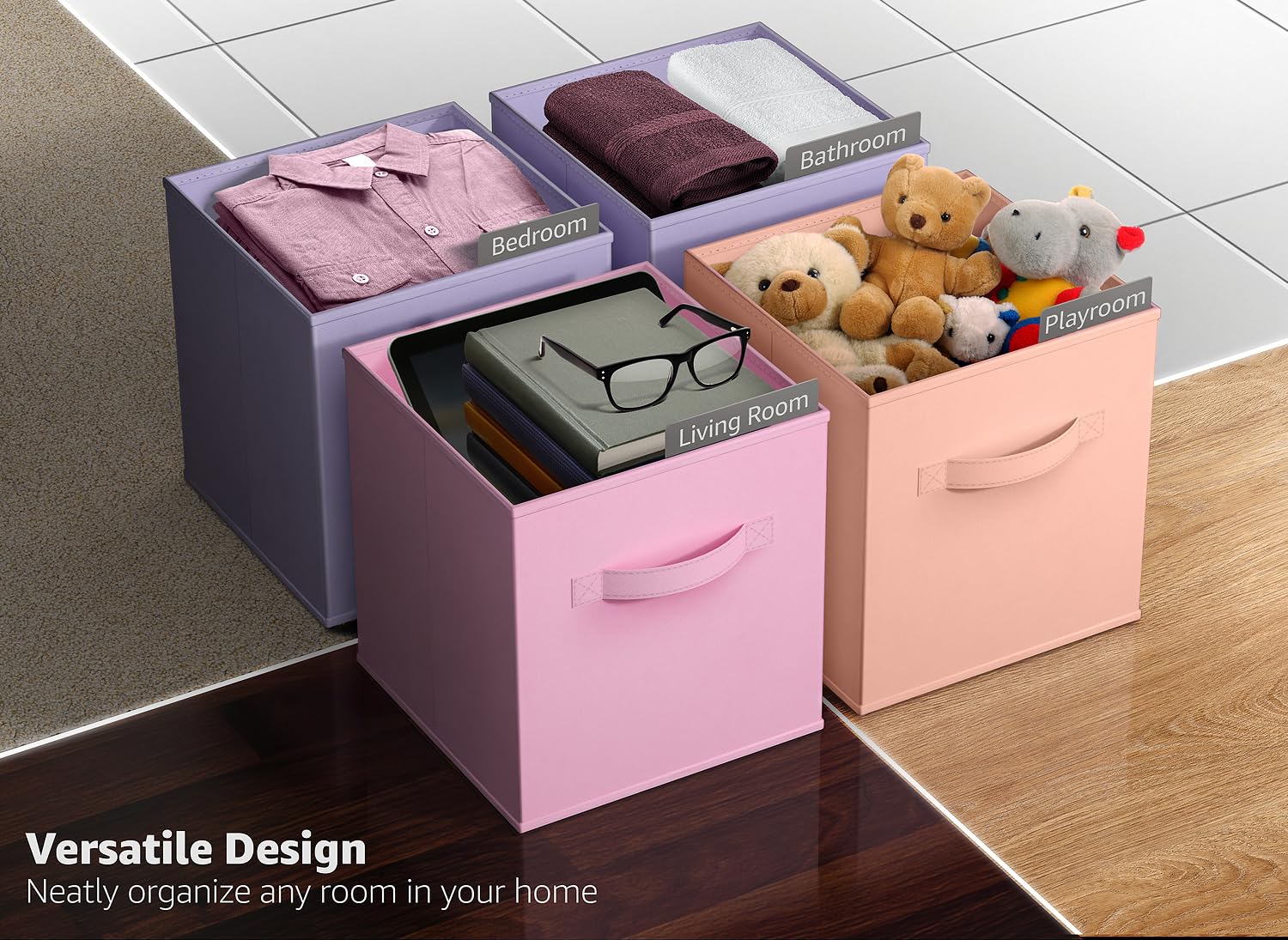 Sorbus Fabric Storage Cubes, 6 Foldable Storage Bins for Organizing Pantry Cubbies, Toy Box - Image 4