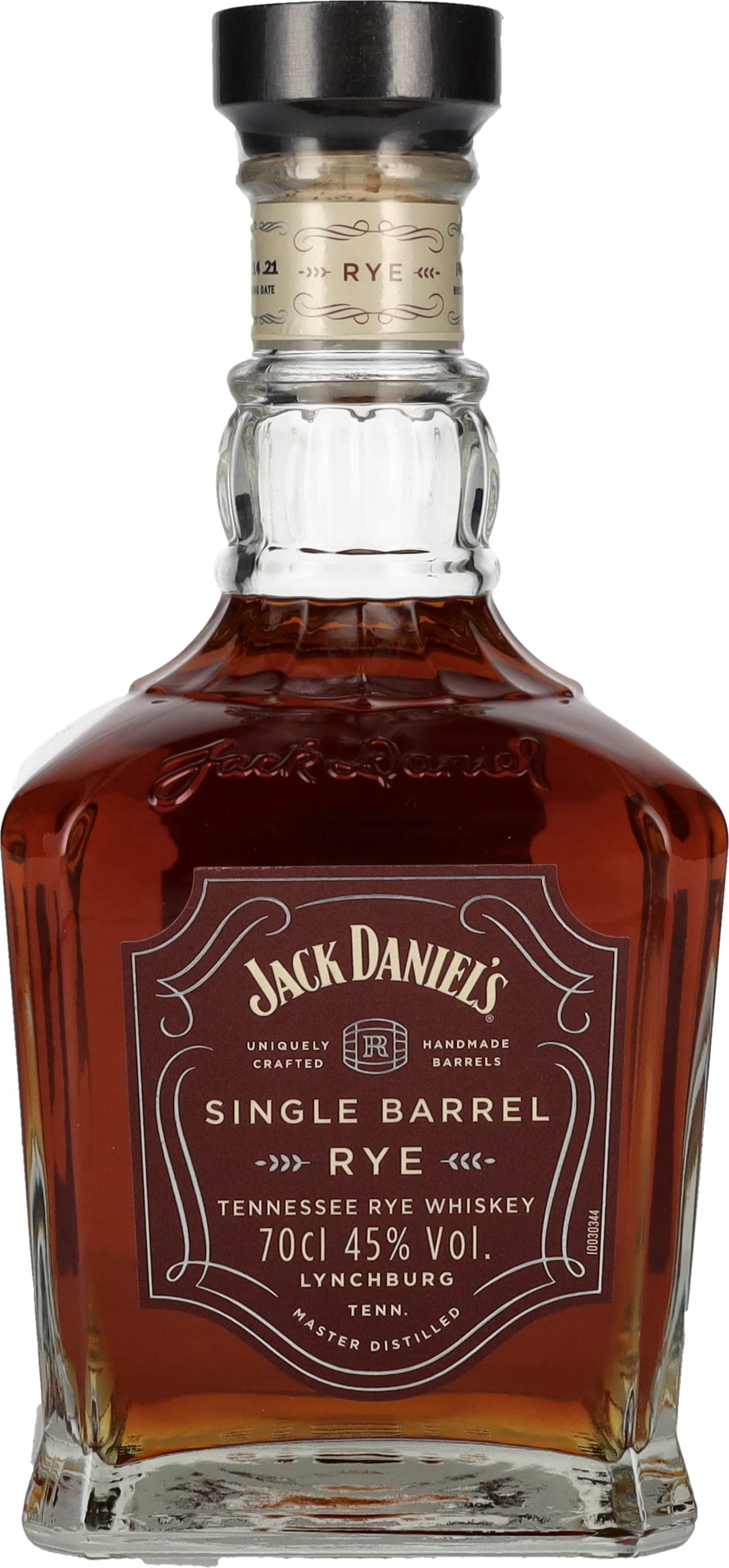 Jack Daniel’s Single Barrel Rye-Whiskey speziato invecchiato in botti di rovere con una piacevole finitura liscia e dal carattere classico di Jack Daniel's. Vol 45% - 70 cl Single Barrel Rye 70 cl