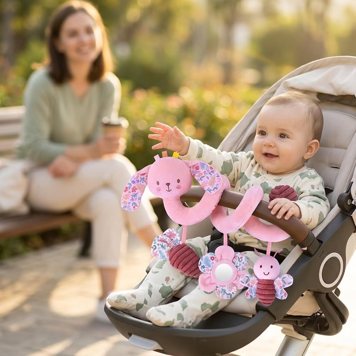 Multi-Use Baby Spiral Activity Toy – Spiral carseat Toy for Car Seat, Stroller,Play Gym, Keeps Baby Quiet, Easy Travel Solution