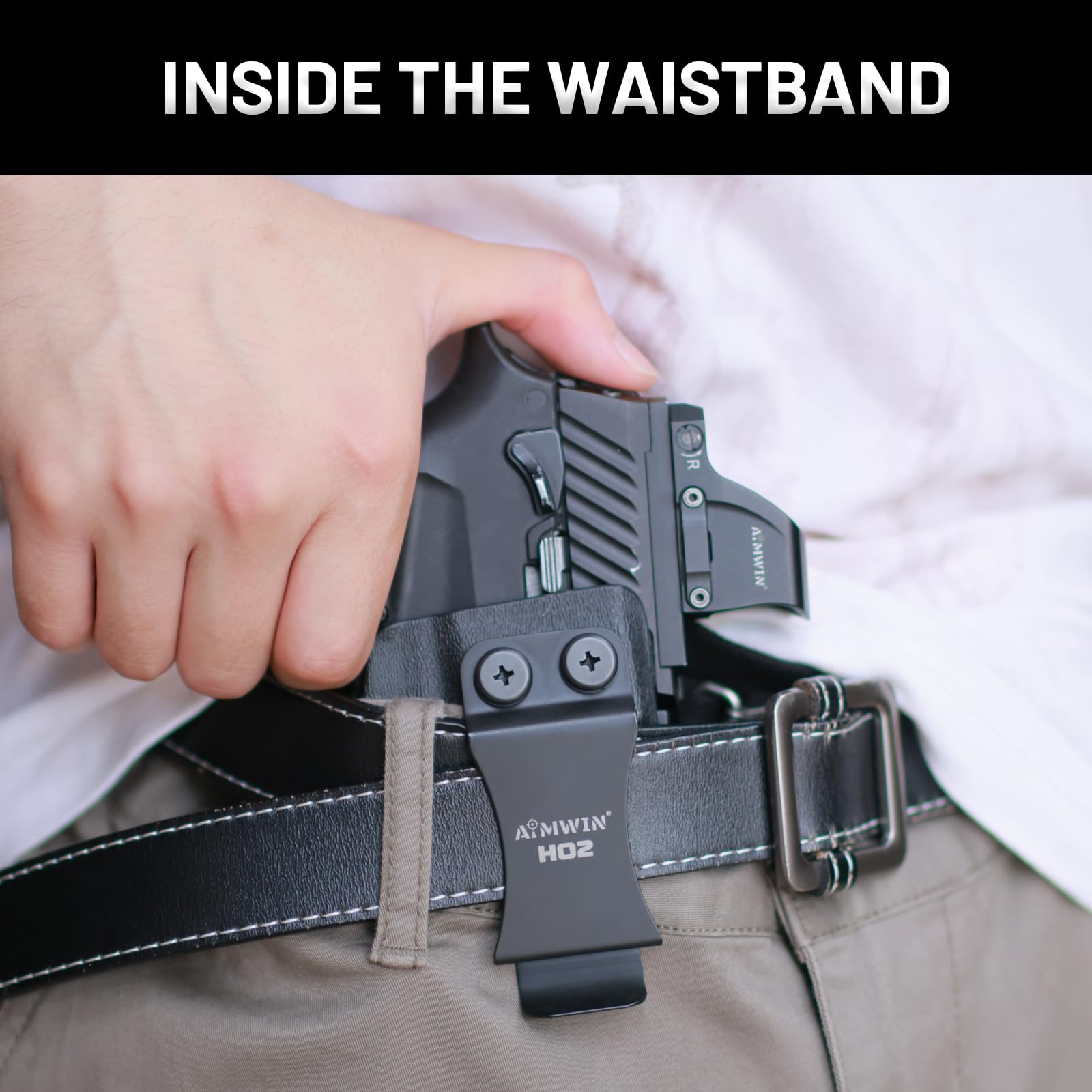 AIMWIN H02 Fondina IWB Interna per SIG M18 Destra Porto Occulto KYDEX Holster IWB Blocco Automatico Ritenzione Regolabile Compatibile Torcia Laser