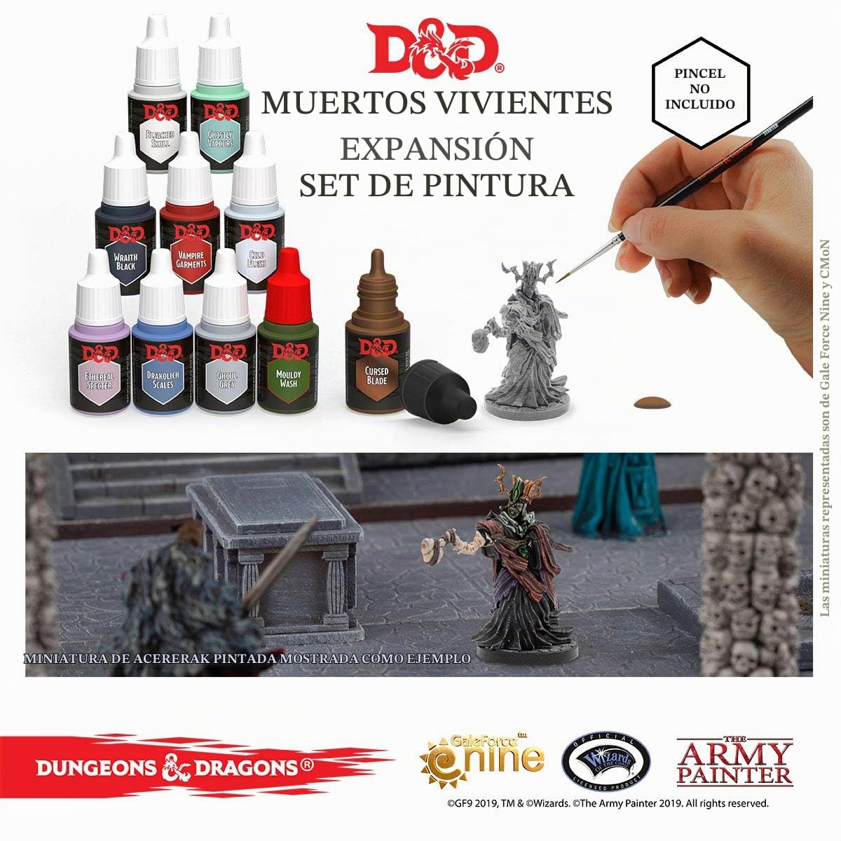 The Army Painter | Dungeons and Dragons | Nolzur’s Marvelous Pigments Undead Paint Set | 10 Pinturas Acrílicas y 1 figura miniatura Acererak