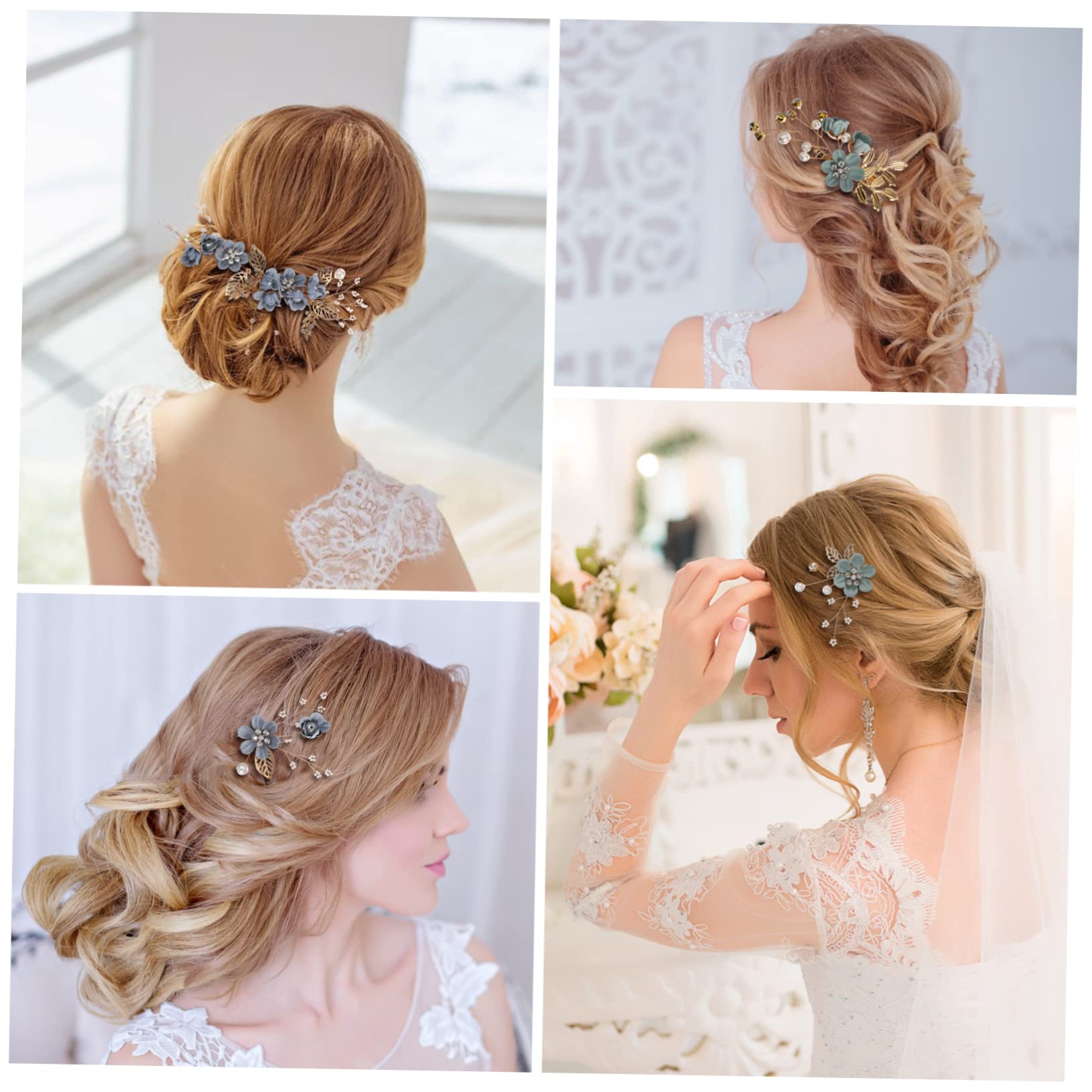 POPETPOP 4 Juegos Horquilla accesorios para el cabello de flores clips de peine para el cabello pasadores de pelo tiara palillos para el cabello para bodas pinzas para el cabello coreano