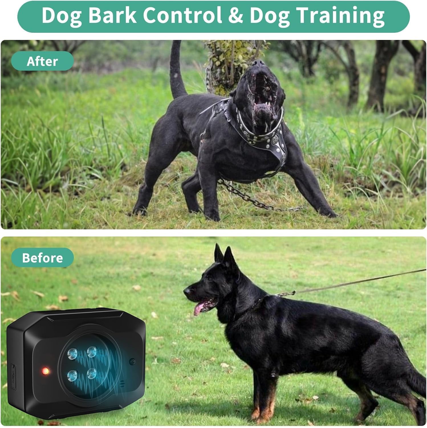 Anti Bell Gerät Hunde, 55Ft Antibell Ultraschall Gerät mit Fernbedienung, 3Modi Ultraschall Dog Silencer Innen Draußen, Hundeabwehr Ultraschall für Kleiner Großer Mittelgroßer