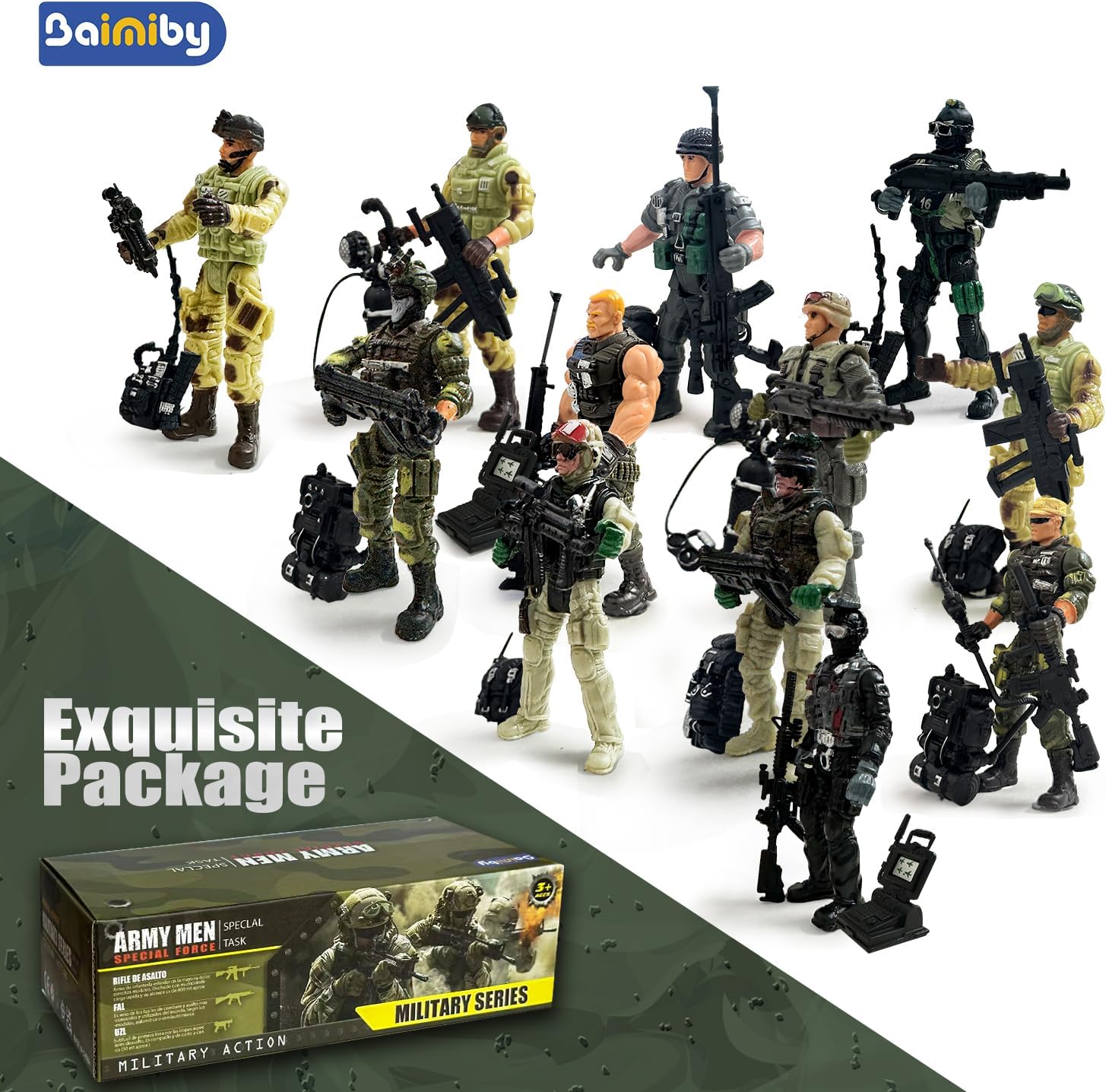Army Men Soldiers, 12 Pcs Soldiers Toy Special Force Action Figure with Weapons Military Soldier Playset Army Toy Set Birthday Gift for Toddler Boy 3+
