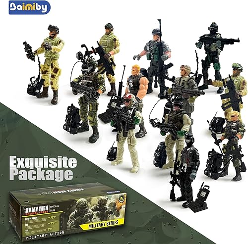 Miniatura 6 de Ejército de hombres, 6 piezas de figura de acción de hombres del ejército, soldados de juguete con arma, juego de soldado militar, juego de juguetes