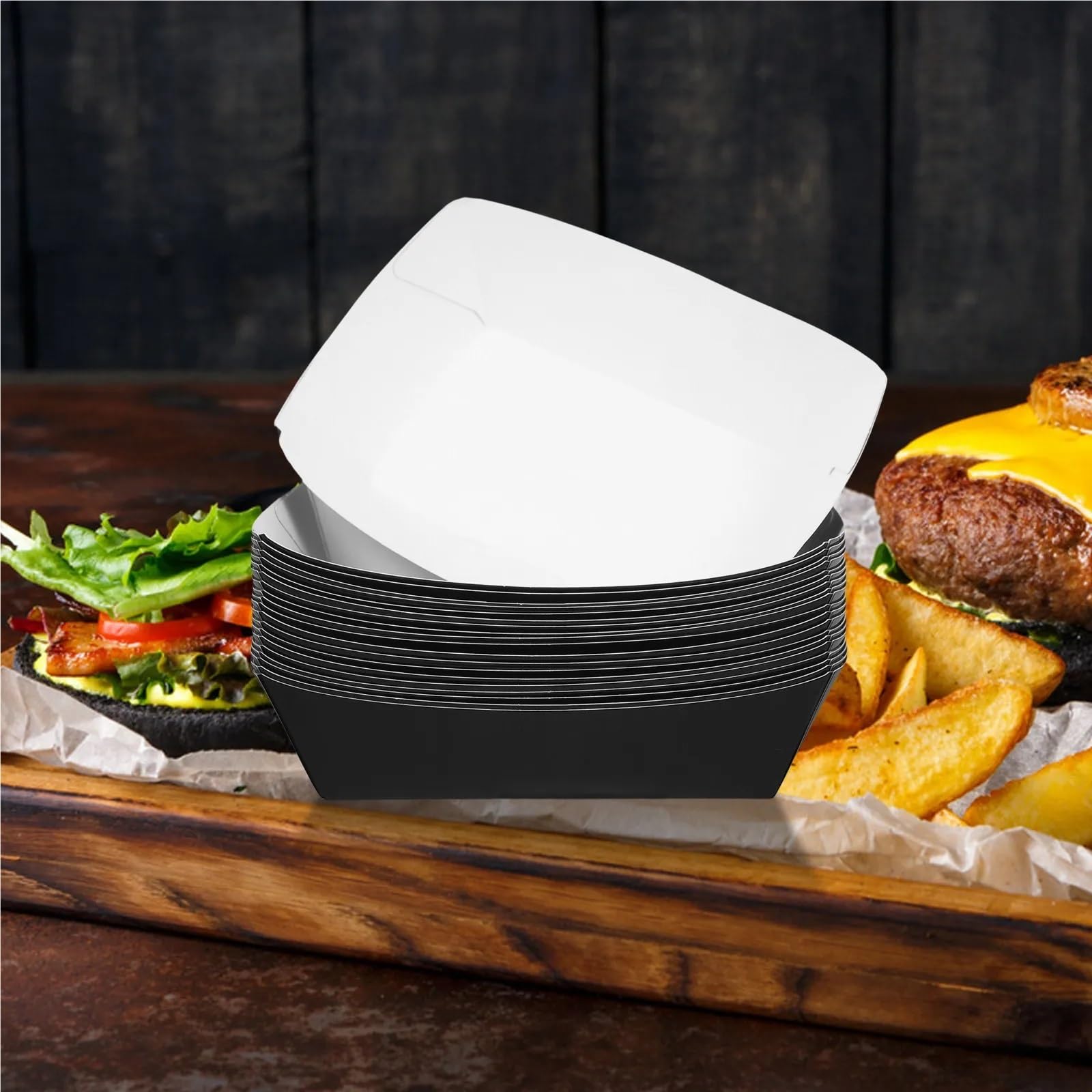 Food Boats Hot Dog-Boxen aus Kraftpapier, offene Oberseite, Lebensmittelbehälter zum Mitnehmen, Grillen, 200 Stück
