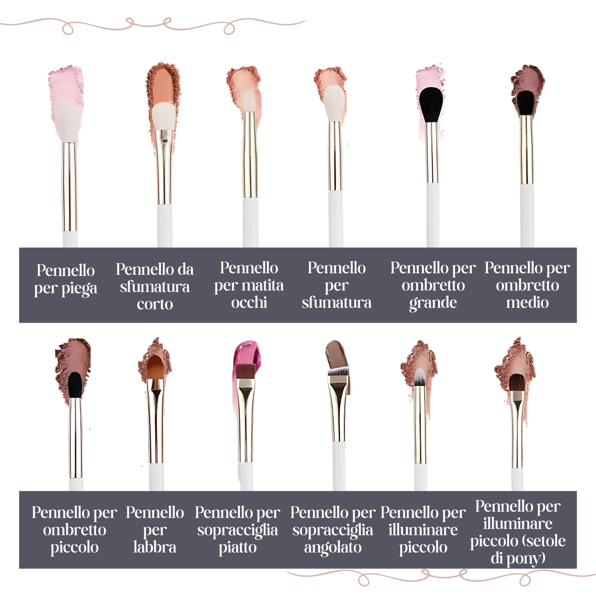 Set pennelli trucco professionali 24 pezzi con custodia – Pennelli make up viso e occhi per fondotinta, cipria, correttore, fard, ombretto, contour